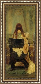 Hans Makart Framed Paintings - Dame am Spinett by Hans Makart
