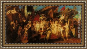 Karl Framed Paintings - Der Einzug Karls V. in Antwerpen (Entwurf) by Hans Makart
