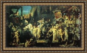 Karl Framed Paintings - Der Einzug Karls V in Antwerpen by Hans Makart