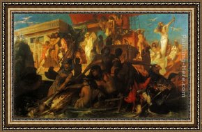 Emilie, Die Schwester Menzels Framed Paintings - Die Niljagd der Kleopatra by Hans Makart