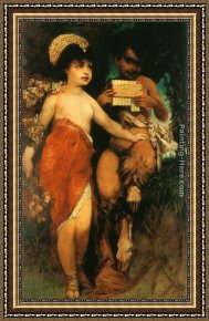 Saskia As Flora Framed Paintings - Faun und Nymph (Pan und Flora) by Hans Makart