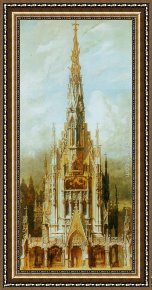 Hans Makart Framed Paintings - Gotische Grabkirche St. Michael, Turmfassade by Hans Makart