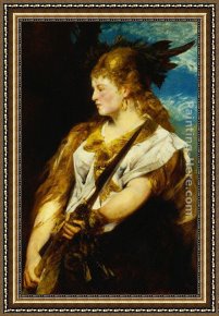 Hans Makart Framed Paintings - Helene Racowitza as Walk&uuml;re by Hans Makart
