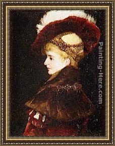 Hans Makart Framed Paintings - Portrait de femme en costume d'apparat by Hans Makart