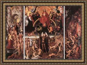 Open Framed Paintings - Last Judgment Triptych (open) by Hans Memling