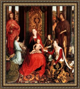 The Mystic Marriage of St. Catherine Framed Paintings - Marriage of St Catherine by Hans Memling