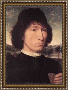 Han-wu Framed Paintings - Portrait of a Man with a Roman Coin by Hans Memling
