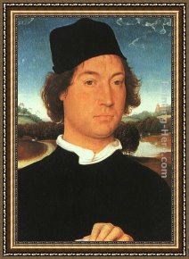 Portrait of a Young Man (detail) Framed Paintings - Portrait of a Young Man by Hans Memling