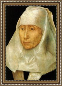 Portrait of a Woman Framed Paintings - Portrait of an Old Woman by Hans Memling