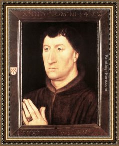 Gilles Framed Paintings - Portrait of Gilles Joye by Hans Memling