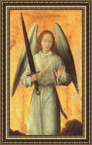 Archangel Michael Framed Paintings - The Archangel Michael by Hans Memling