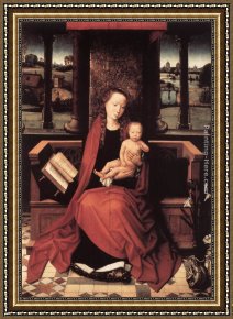 Virgin Enthroned with Angels Framed Paintings - Virgin and Child Enthroned by Hans Memling