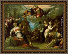 One of Their Gods Framed Paintings - The Amazement of the Gods by Hans von Aachen