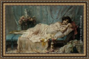 Han-wu Framed Paintings - Reclining Beauty by Hans Zatzka