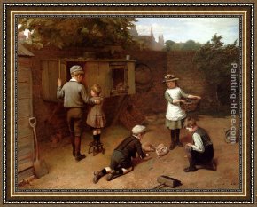 Feeding Framed Paintings - Feeding Time by Harry Brooker