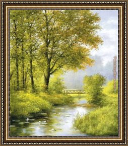 Heinz Scholnhammer Framed Paintings - Dreamy Creek II by Heinz Scholnhammer