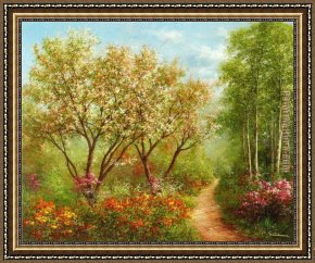 Der Jubil Framed Paintings - Waldweg in der Sonne by Heinz Scholnhammer