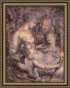Bacchus And Ariadne Framed Paintings - Without Ceres and Bacchus, Venus would Freeze by Hendrick Goltzius
