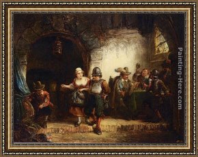 The Flirtation Framed Paintings - The Flirtation by Hendricus Engelbertus Reijntjens