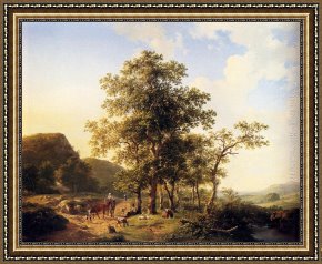 Julius Jacobus Van De Sande Bakhuyzen Framed Paintings - A Halt Along The Way by Hendrikus van den Sande Bakhuyzen