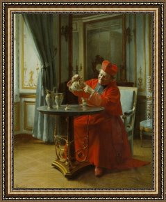 The Stirrup Cup Framed Paintings - A Devine Cup of Tea by Henri Adolphe Laissement