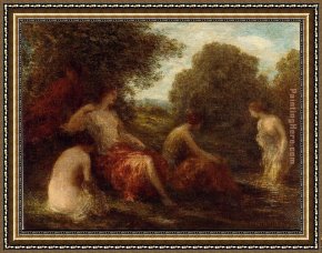 Diana And Acteon Framed Paintings - Diana and Her Handmaidens by Henri Fantin-Latour