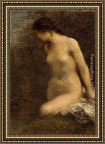Small Worlds II Framed Paintings - Small Brunette Bather by Henri Fantin-Latour
