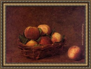 Still Life with Melon And Peaches Framed Paintings - Still Life with Peaches by Henri Fantin-Latour