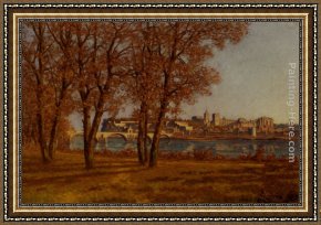 El Vendador De Alcatraces (the Vendor of Alcatraces) Framed Paintings - Le Chateau Des Papes A Avignon by Henri-Joseph Harpignies