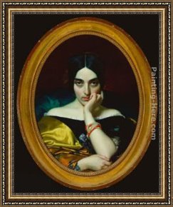 Madame Framed Paintings - Portrait de Madame Alphonse Karr by Henri Lehmann