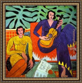 Guitar And Music Pape Framed Paintings - Music by Henri Matisse