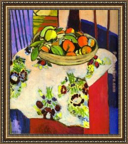 Oranges Framed Paintings - Still Life with Oranges by Henri Matisse