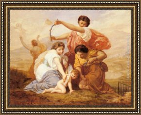 The Education of Cupid Framed Paintings - Clipping Cupid's Wings by Henri Pierre Picou