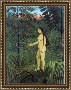 Henri Rousseau Framed Paintings - Eve by Henri Rousseau