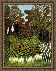 Exotic Floral II Framed Paintings - Exotic Landscape 1908 by Henri Rousseau