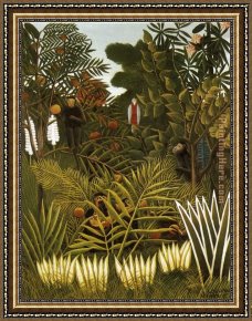 Exotic Floral II Framed Paintings - Exotic Landscape by Henri Rousseau