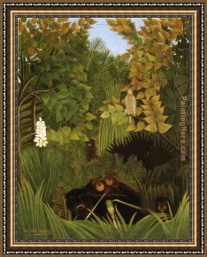 Henri Rousseau Framed Paintings - Merry Jesters by Henri Rousseau