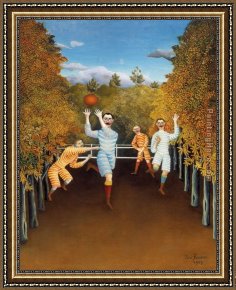 Henri Gervex Framed Paintings - The Football Players by Henri Rousseau