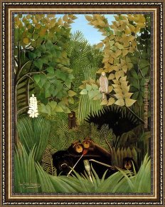 Merry As The Day Is Long Framed Paintings - The Merry Jesters by Henri Rousseau