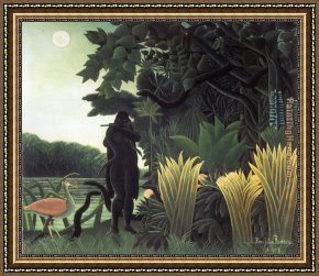 Henri Gervex Framed Paintings - The Snake Charmer by Henri Rousseau