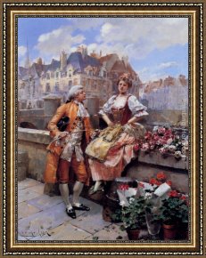 The Carpet Seller Framed Paintings - The Flower Seller by Henri Victor Lesur
