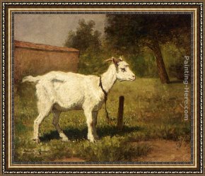 Goats, Framed Paintings - A Goat In A Meadow by Henriette Ronner-Knip