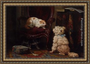 The Guest's Arrival Framed Paintings - The Uninvited Guest by Henriette Ronner-Knip