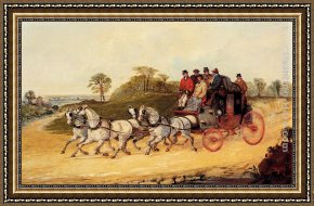 Open Framed Paintings - Mail Coaches on an Open Road by Henry Alken