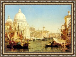 Rio Della Maddalena Framed Paintings - A Venetian Canal Scene with the Santa Maria della Salute by Henry Courtney Selous