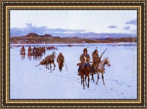 Departure to The Hunt Framed Paintings - Departure for the Buffalo Hunt by Henry Farny