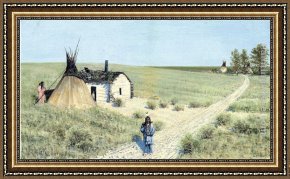 Western Trail - The Rockies Framed Paintings - Fort Totten Trail by Henry Farny