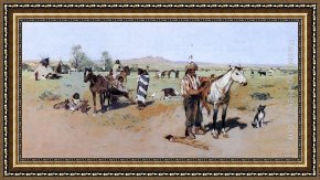 The Encampment Framed Paintings - Indian Encampment by Henry Farny