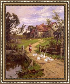 Henry Lejeune Framed Paintings - A Berkshire Homestead by Henry H. Parker