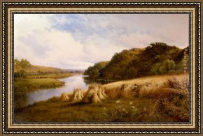 Henry Lejeune Framed Paintings - Harvesting by Henry H. Parker